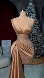 Ndyad Champagne Bodycon Satin Beaded Short Evening Dresses Sweetheart Homecoming Dress HZ1024
