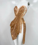 Ndyad Gold Bodycon Sweetheart Neck Short Homecoming Dress Birthday Dress HZ1024