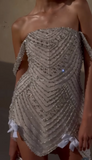 Ndyad Off Shoulder Sheath Beaded Homecoming Dresses Gorgeous Short Wedding Dress HZ1024
