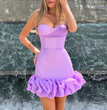 Ndyad Purple Bodycon Spaghetti Strap Short Homecoming Dresses Party Outfits HZ1024