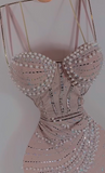 Ndyad Pink Bodycon Spaghetti Strap Mini Birthday Dress Short Homecoming Dresses HZ1024