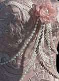 Ndyad Pink Strapless Sheath Tulle Embroidery Short Evening Dress HZ1024
