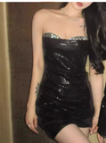 Ndyad Sheath Strapless Sequined Sparkly Short Homecoming Dress Party Dress HZ1024