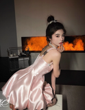 Ndyad Pink Birthday Dress A-Line Satin Short Homecoming HZ1024
