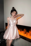 Ndyad Pink Birthday Dress A-Line Satin Short Homecoming HZ1024