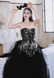 Ndyad Black Strapless A-Line Tulle Short Homecoming Dress HZ1024