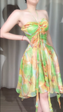 Ndyad Green Halter Neck A-Line Tulle Short Birthday Dress Homecoming Dresses HZ1024