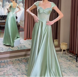 Ndyad A-Line Sweetheart Satin Long Stunnig Prom Dresses Elegant Formal Dresses HZ1024