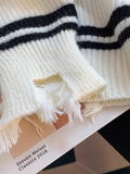 Ndyad style V-neck ripped striped sweater HZ1024
