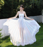 Ndyad Strapless A-Line Tulle Birthday Dress, Elegant Prom Dresses HZ1024