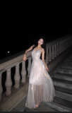 Ndyad V-neck A-Line Pleated Long Evening Gowns Elegant Birthday Prom Dresses HZ1024