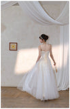Ndyad Apricot A-Line A-Line Spaghetti Strap Party Dress, Tulle Sweet Birthday Outfit HZ1024
