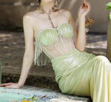 Ndyad Sweetheart Sheath Satin Birthday Dresses Slits Starfruit Yellow Evening Gowns HZ1024
