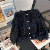 Ndyad Mink Velvet Round Neck Chanel Style Soft Waxy Knitted Cardigan HZ1024