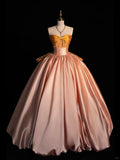 Ndyad Blush Pink A-Line Strapless Long Ball Gown Sweet 16 Dress Elegant Quinceanera Dresses HZ1024