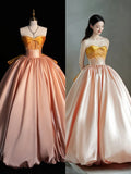 Ndyad Blush Pink A-Line Strapless Long Ball Gown Sweet 16 Dress Elegant Quinceanera Dresses HZ1024