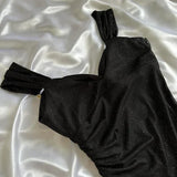 Ndyad Black Sweetheart Neck Bodycon Birthday Dresses Ruffle Chiffon Formal Dresses Party Dress HZ1024