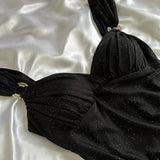 Ndyad Black Sweetheart Neck Bodycon Birthday Dresses Ruffle Chiffon Formal Dresses Party Dress HZ1024