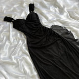 Ndyad Black Sweetheart Neck Bodycon Birthday Dresses Ruffle Chiffon Formal Dresses Party Dress HZ1024