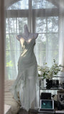 Ndyad Grey Green Spaghetti Strap Women's Dress HZ1024