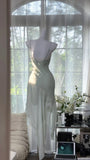 Ndyad Grey Green Spaghetti Strap Women's Dress HZ1024