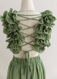 Ndyad Green A-Line 8th Grade Homecoming Dress V Neck Backless Birthday Outfit Cute Cocktail Dress HZ1024