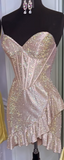 Ndyad Glitter 18th Birthday Dress Sweetheart Sheath Short Homecoming Dress HZ1024