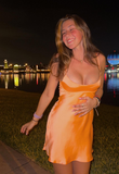 Ndyad Spaghetti Straps Orange 8th Grade Homecoming Dress Sweet Birthday Outfit Fashion Cocktail Dress HZ1024
