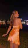 Ndyad Spaghetti Straps Orange 8th Grade Homecoming Dress Sweet Birthday Outfit Fashion Cocktail Dress HZ1024