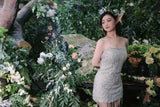 Ndyad Silver 18th Birthday Dress Beaded Strapless Bodycon Homecoming Dresses Sweet Party Dress HZ1024