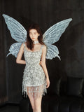 Ndyad Square Birthday Outfit Bridal Dress Sheath Beaded Homecoming Dress With Tassels HZ1024