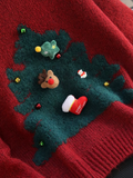 Ndyad atmosphere red round neck knitted sweater HZ1024