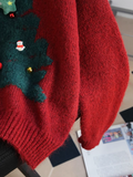 Ndyad atmosphere red round neck knitted sweater HZ1024