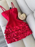 Ndyad Spaghetti Strap Party Dress Red Bodycon Applique 18th Birthday Outfit Homecoming Dresses HZ1024