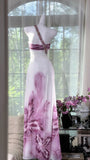 Ndyad One Shoulder Printed Chiffon Sheath Long Prom Dresses Vintage Formal Dresses HZ1024