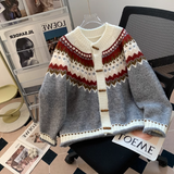 Ndyad Isle Vintage Jacquard Duffle Cardigan Sweater HZ1024