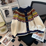 Ndyad Isle Vintage Jacquard Duffle Cardigan Sweater HZ1024