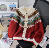 Ndyad Isle Vintage Jacquard Duffle Cardigan Sweater HZ1024