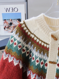 Ndyad Isle Vintage Jacquard Duffle Cardigan Sweater HZ1024