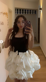 Ndyad Black/White Short Ball Gown Shoulder Straps Bow 16th Birthday Dress Homecoming Dress HZ1024
