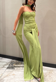 Ndyad Green Sweetheart Sheath Party Dress Chiffon 18th Birthday Outfit Pretty Graduation Dress HZ1024