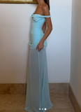 Ndyad Blue One Shoulder Corset Two Piece Suit Formal Dress Fashion Birthday Outfit Party Dress HZ1024