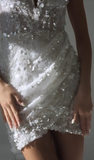 Ndyad Sparkly Sweetheart Neck Sheath Short Party Dress Elegant Birthday Outfit Gorgeous Hoco Dresses HZ1024