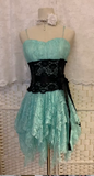 Ndyad Blue Spaghetti Straps Bodycon Short Birthday Dress Lace Cocktail Dress Homecoming Dress HZ1024