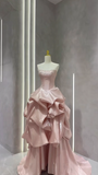 Ndyad Pink Strapless Ball Gown Satin Beaded Quincea?era Dress Sweet 16 Dress HZ1024