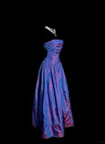 Ndyad Dark Purple Strapless Birthday Dress Elegant A-Line Long Prom Dresses Satin Graduation Dress HZ1024