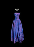 Ndyad Dark Purple Strapless Birthday Dress Elegant A-Line Long Prom Dresses Satin Graduation Dress HZ1024