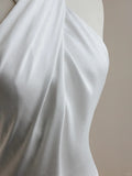 Ndyad White Halter Neck Wedding Dress Long Mermaid Evening Gown Satin Simple 22nd Birthday Outfit HZ1024