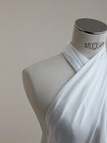 Ndyad White Halter Neck Wedding Dress Long Mermaid Evening Gown Satin Simple 22nd Birthday Outfit HZ1024