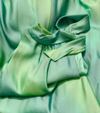 Ndyad Gradient Green Sheath Formal Dresses Vintage Elegant High Neck Satin Evening Dress Party Dress HZ1024
